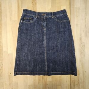 Boden Denim Mini Skirt Dark Wash Knee Length A-line 8R Jean Skirt EUC!